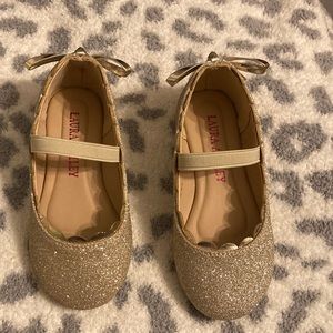 Laura Ashley girls Ballerina Flats -Gold Glitter